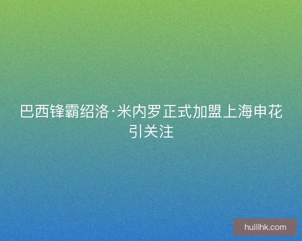 巴西锋霸绍洛·米内罗正式加盟上海申花引关注 巴西锋霸绍洛·米内罗正式加盟上海申花引关注